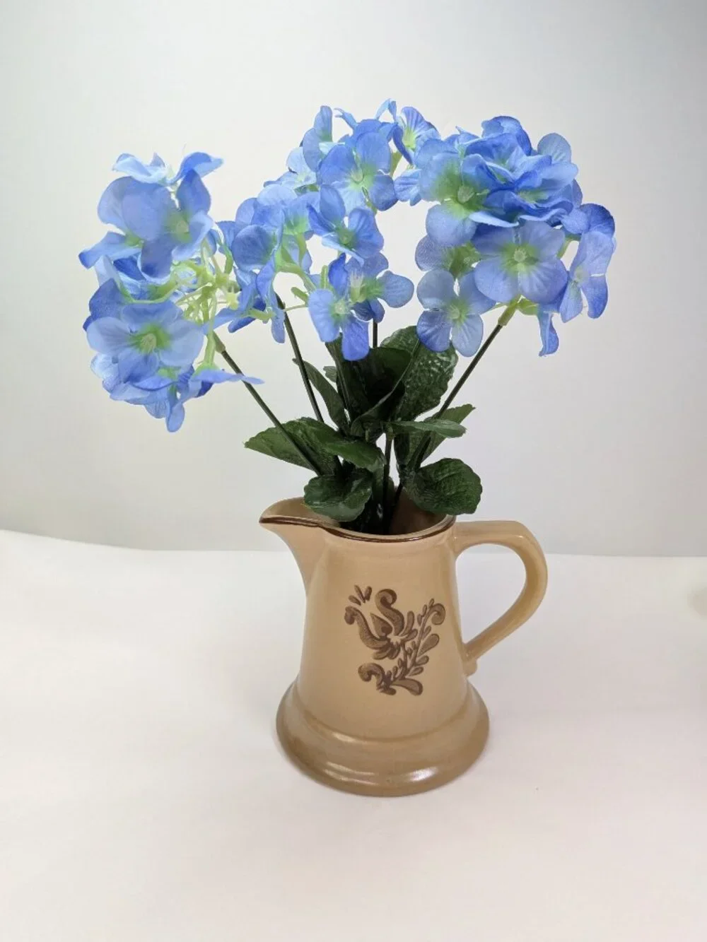 Rustic Farmhouse Stoneware Pitcher Warm Toast Brown Bud Vase Cottagecore Decor